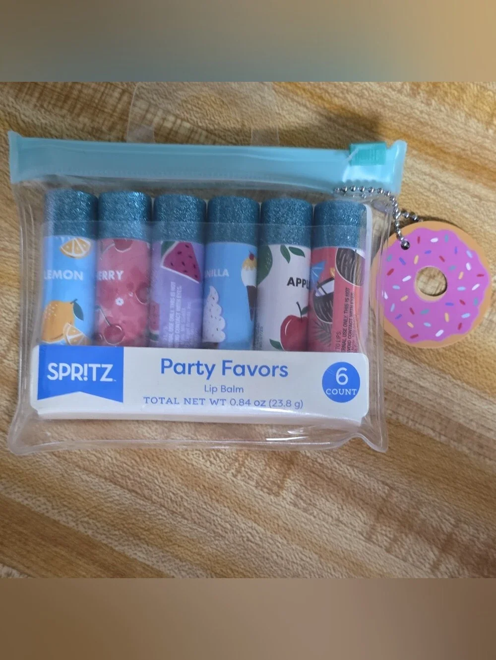 Spritz Party Favors Lip Balm Set - Blue Glitter Caps (6 Count)